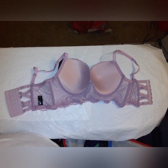 Youmita Mauve Ash 36C Floral Overlay longline bra NWT - Picture 7 of 9